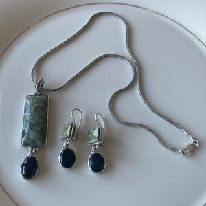 Jasper/Onyx and sterling silver set